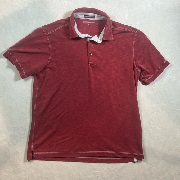 Johnston & Murphy Heather Red Size Medium Soft Cotton Polo Shirt Short Sleeve - Picture 1 of 6